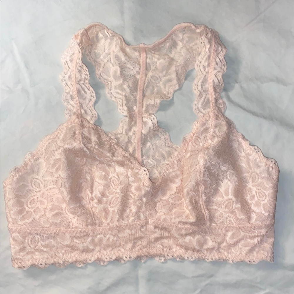 Jezebel Soft Pink Lace Bralette Racerback Design